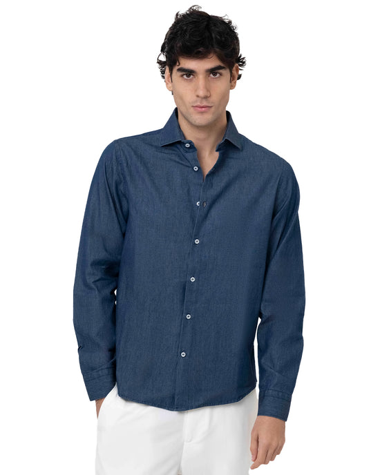 Camicia Effetto Denim Chambrè