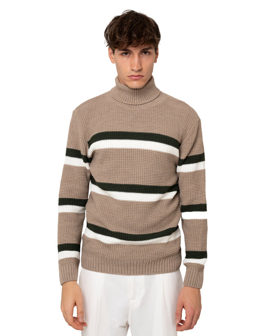 Maglione collo alto con righe