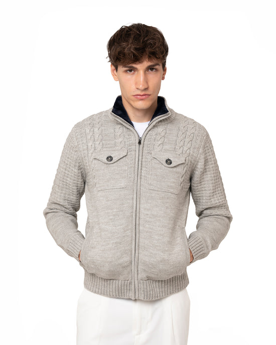 Maglione con zip ed interni in pelliccia