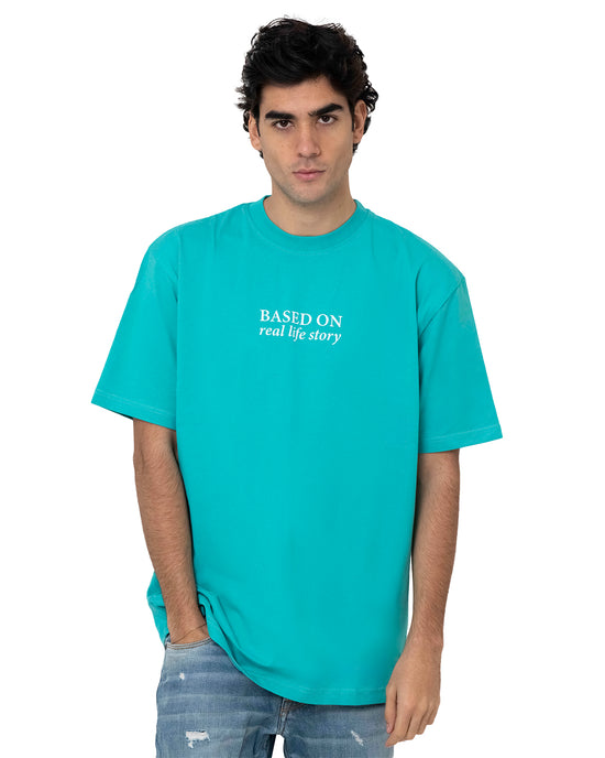 T-Shirt Girocollo con Slogan Centrale